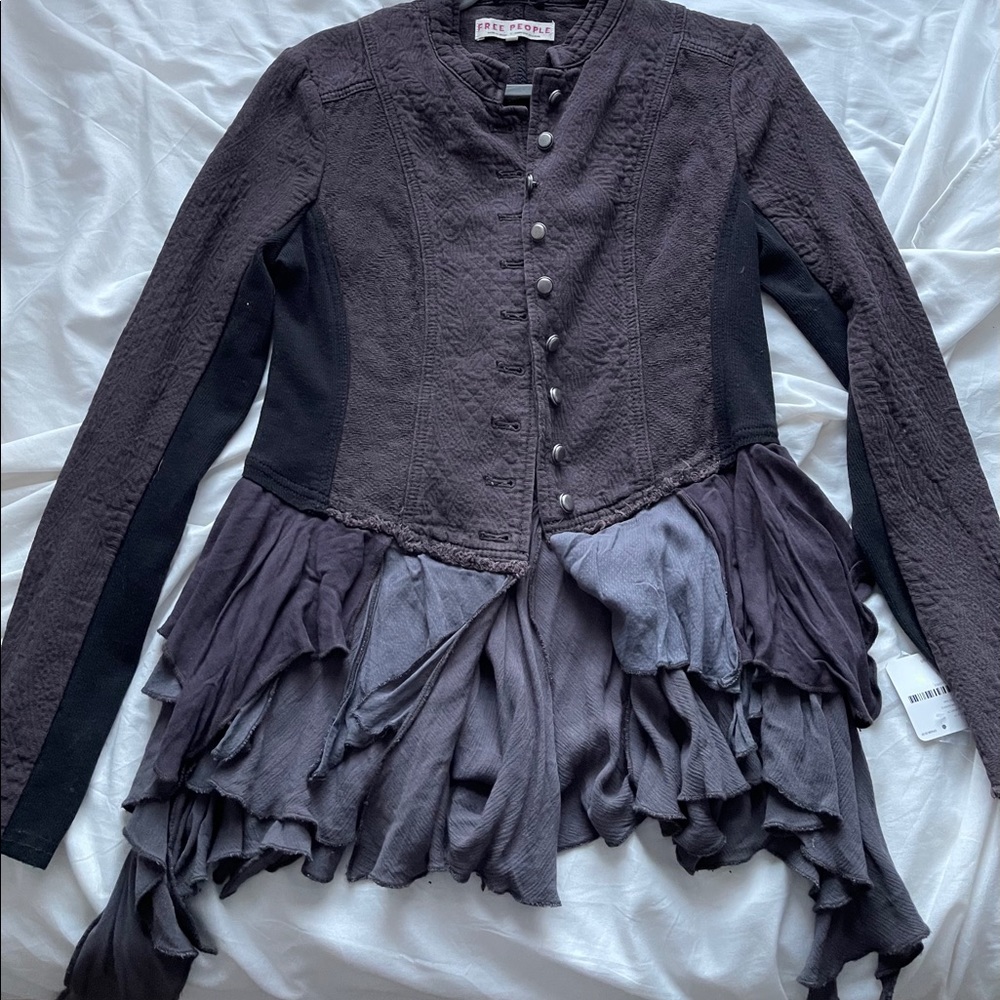 Free People Military Ruffles Blazer